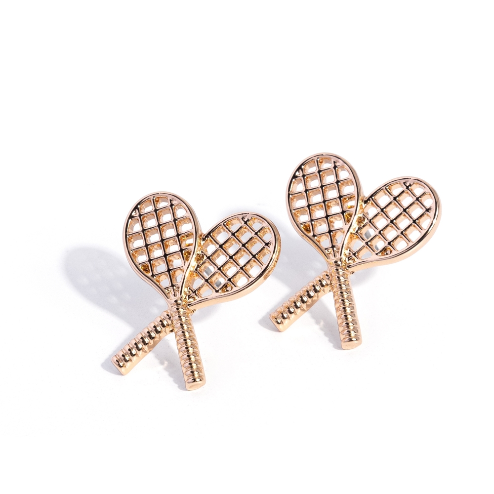 Tennis Team Paparazzi Gold Tennis Racket Earrings Fashion Jewelry